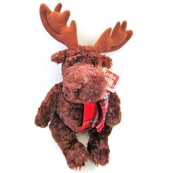 Vintage GUND Reindeer Maximus 44268 Plus Collection - Red Plaid Scarf Tag Lovey - Picture 2 of 6